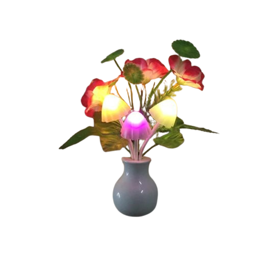 Romantic Flower Sensor Night Light | Automatic Colour Changing LED Mushroom Lamp for Bedroom & Home Décor